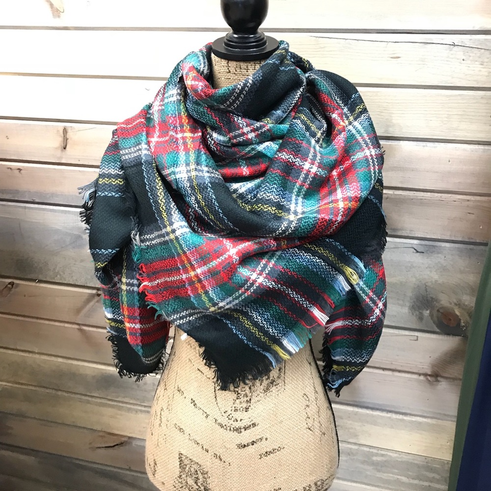 Red, Granite and Green Blanket Scarf